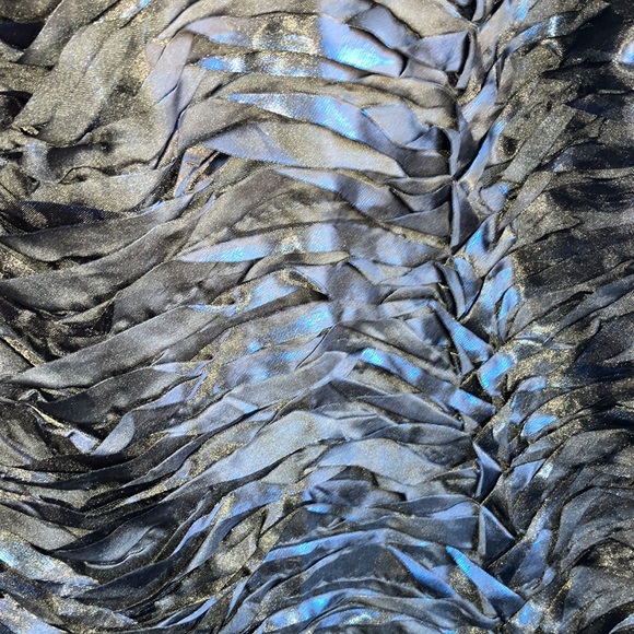 Unique Metallic shimmer Black and cobalt blue mini party dress - Picture 7 of 9